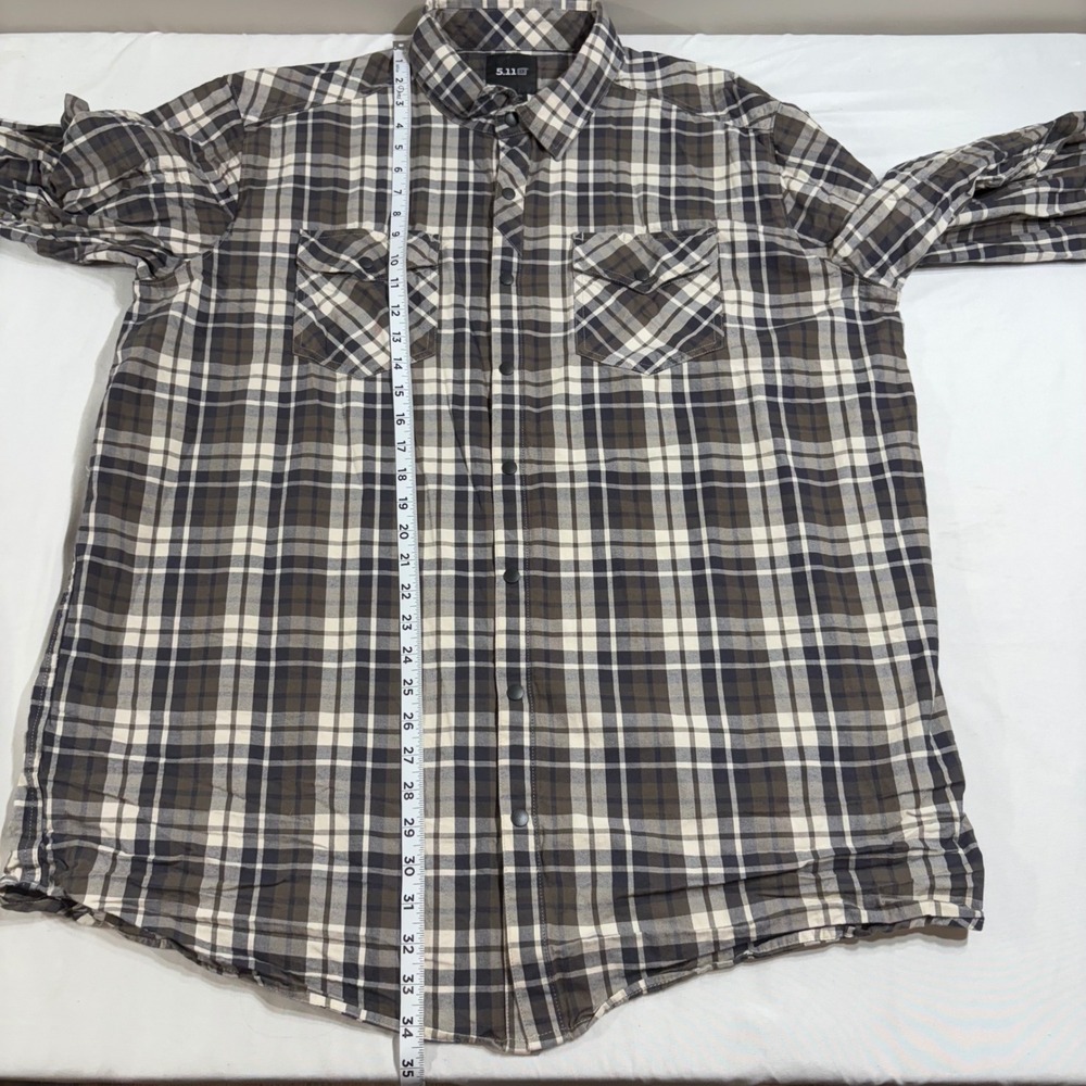 5.11 Tactical Shirt Mens 2XL‎ Brown Gunner Plaid Snap Front Utility Workwear - Picture 8 of 8
